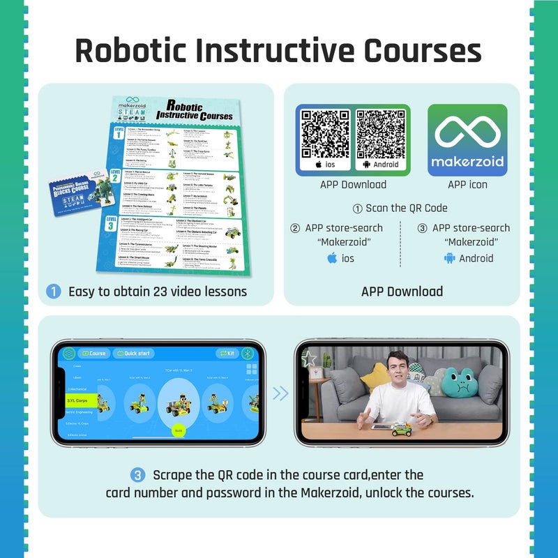 Makerzoid Coding Robot Toy for Kids 6-14  100+ in 1 APP Control Robot Building Toys  Programmable Scratch Coding Kit with 23 Video Courses Birthday for Boys Girls(370 Blocks) - Image 3